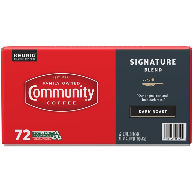 Community Coffee Signature Blend 72 Count Coffee Pods, Dark Roast,