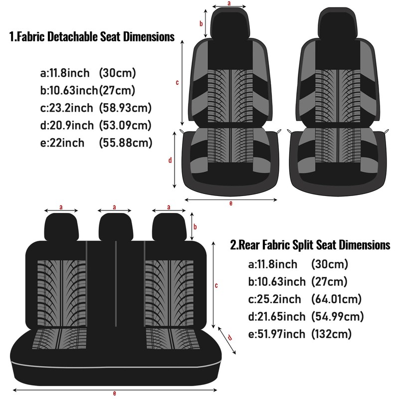 AUTOYOUTH Blue Car Seat Covers Full Set, 3D Tyre Embossed