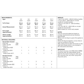 King Cole 5376 Knitting Pattern Childrens Easy Knit Sweater and Hoodie in Cotton Top DK