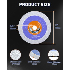 3-Inch Diamond Glass Cutting Disc – 4-Piece Diamond Saw Blade for Glass Jade Crystal Wine Bottle Ceramic Tile Marble – Compatible with Angle Grinders and Circular Saws with a 3/8" (10mm) Arbor