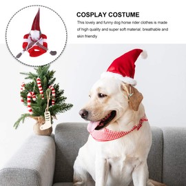 POPETPOP Christmas Dog Riding Costume Christmas Pet Outfit Funny Santa Gnome Riding On Pet for Xmas Holiday Pet Dog Cosplay Apparel (S)