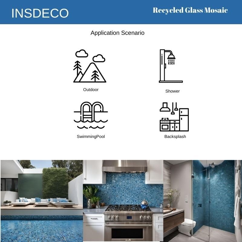 Recycled Glass Mosaic Tile: Arabesque Lantern Pattern, Carrara Marble Look,
