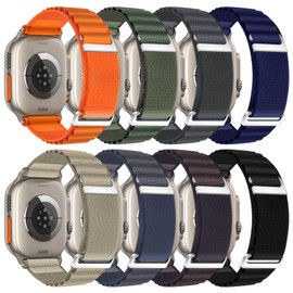 10 Pack Alpine Loop Compatible with Apple Ultra Band 49mm Women Men, Adjustable Sport Nylon Sport Loop Replacement Strap with C-Hook for iWatch Ultra 2 Series (8 Pack-A)