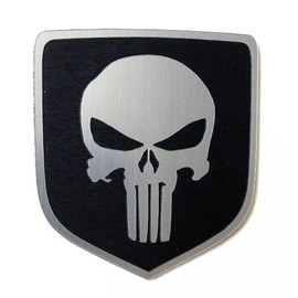 24Designs Compatible Rear Emblem Punisher Black Replacement for Dodge Magnum