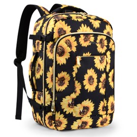 Pritent Travel Backpack for Women/Men,Waterproof Carry On Backpack with Laptop Compartment,Travel Essentials Backpack for Traveling,Business Hiking,Casual,Gym(Sunflower)