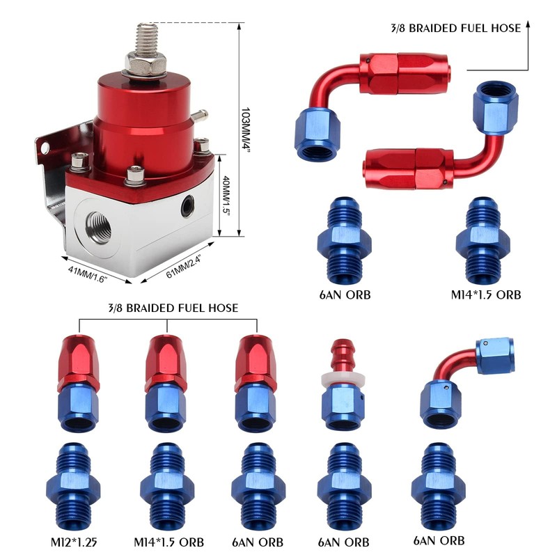 YESHMA EFI Fuel Pressure Regulator Kit 0-100psi with Gauge 6AN