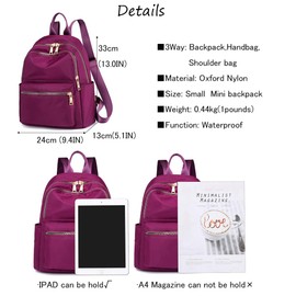 Backpack Purse for Women Small Rucksack Fashion Mini Daypack Shoulder Bag Ladies (black2)