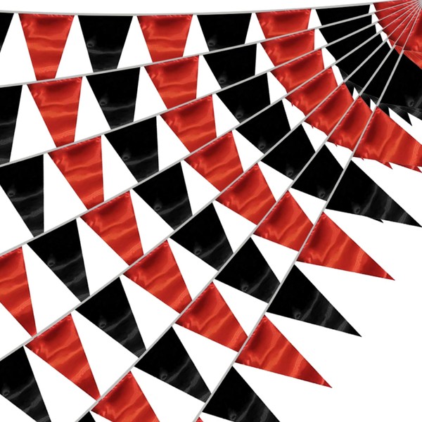 65FT Red Black Glitter Triangle Pennant Banner Flag Metallic Bunting