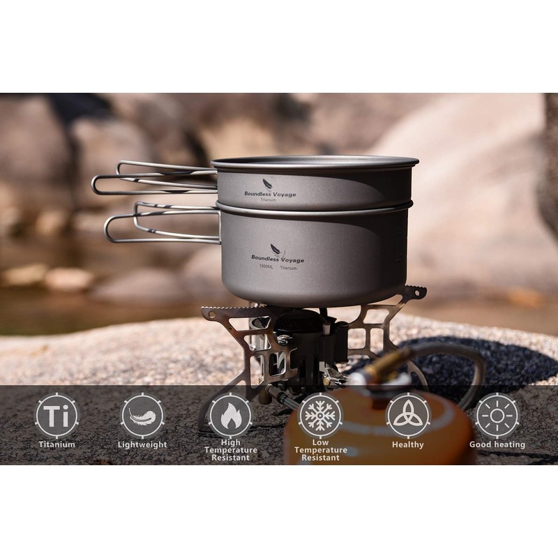 Boundless Voyage Outdoor Titanium Pot with Pan Set Collapsible Folding