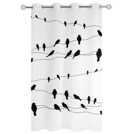 Tersuger 1 Panel Waterproof Outdoor Curtains 108 inches Long for Patio Night Full Moon Crow Wire Indoor Outdoor Privacy Curtain Light Filter Grommet Drapes for Porch Cabana Pergola