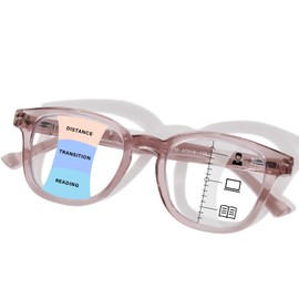 FONHCOO Progressive Multifocal Reading Glasses for Women Men, Spring Hinge Blue Light Blocking Computer Reader Anti Eyestrain & UV Glare（Light Brown 2.5）