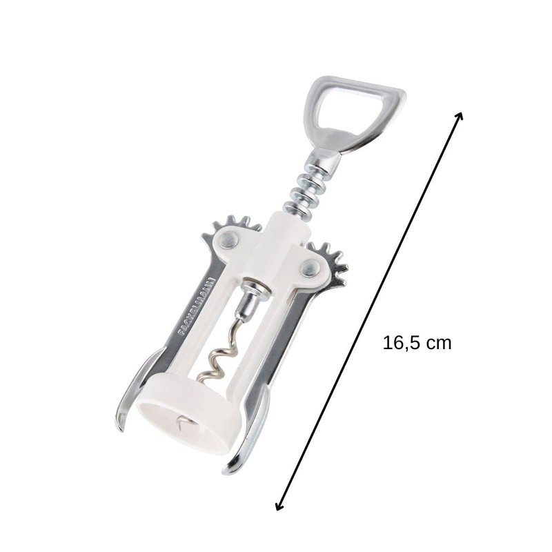 FACKELMANN Korkenzieher mit Flaschenöffner 16,5cm in weiß/Silber, Kunststoff, 16.5 x