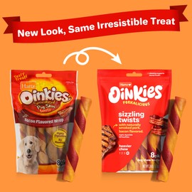 Hartz Oinkies Sizzling Twists Bacon Flavored Rawhide-Free Natural Chew Dog Treats, 8 count
