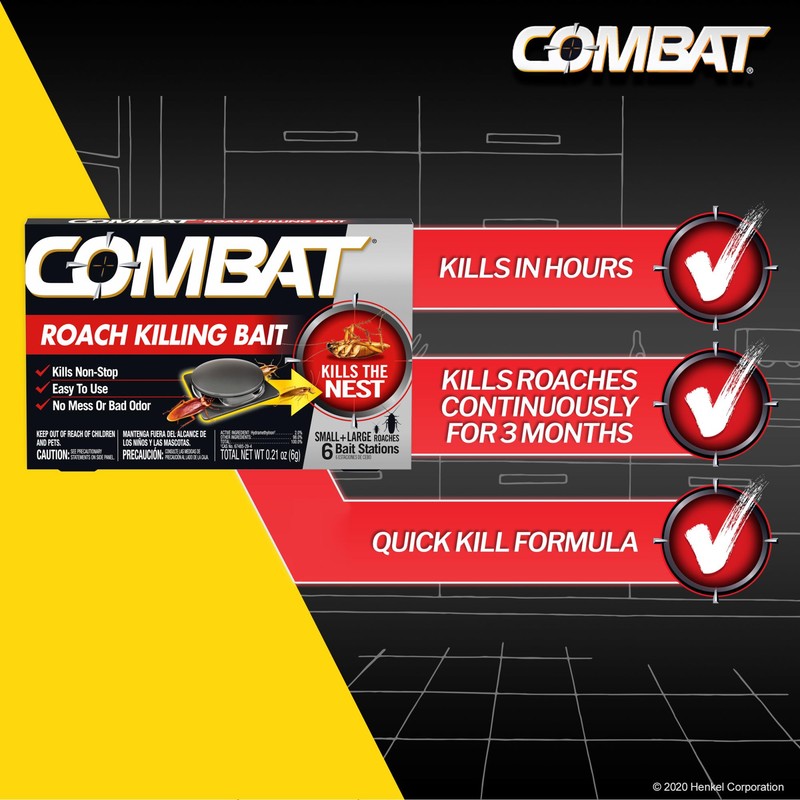 Combat Roach Killing Bait Stations for Small and Large Roaches,