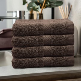 COTTON CRAFT Simplicity Washcloth Set - 28 Pack Lightweight Absorbent Towel - 100% Cotton Soft Quick Dry Face Body Baby Wash Cloths - Everyday Spa Gym Pool Travel Dorm Easy Care - 12 x 12 - Chocolate