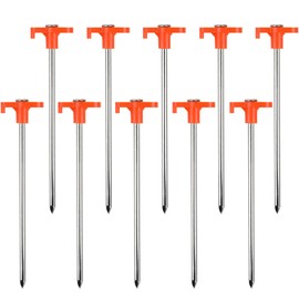 Feiyayi Tent Pegs Metal Heavy Duty Camping Pegs, 10 Pcs Tent Pegs Metal for Hard Ground, Tents, Tarpaulin, Outdoor, Camping (10)