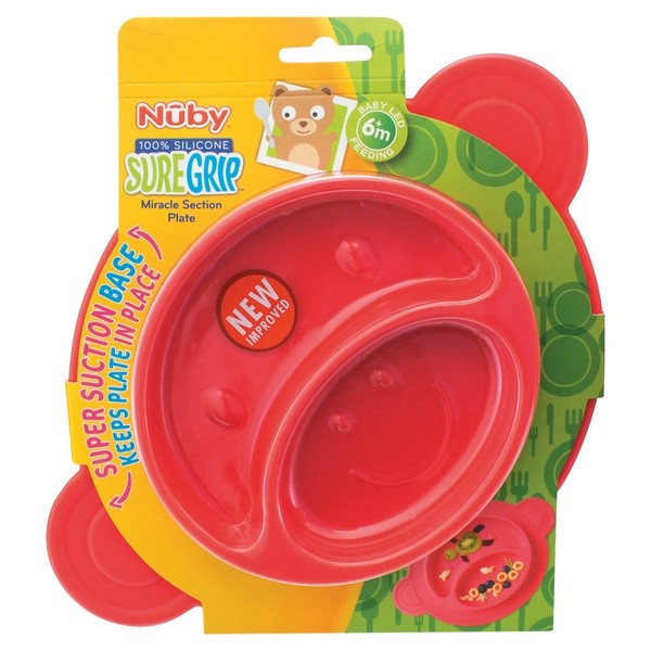 Nuby UK Sure Grip Miracle Section Plate, Assorted Colours