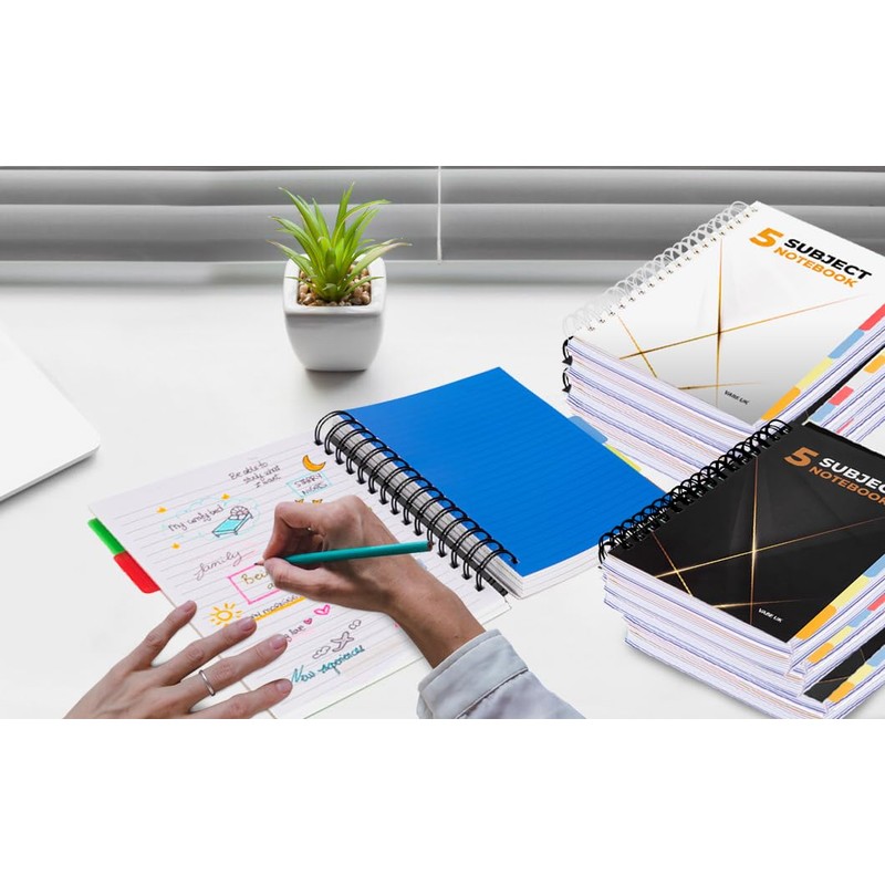 VABE UK A5 Subject Notebook/Project Book with 5 Dividers -