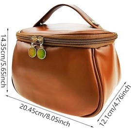 Brown Cosmetic Travel Bag for Women,Waterproof Cosmetic Bags Organizer Makeup Bag with Compartments