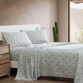 Wrangler - Queen Sheet Set, Super Soft & Cozy Bedding with Matching Sham(s), Casual Home Decor, Yellowstone Inspired, Oeko-Tex Certified (Cactus Gingham Green, Queen)