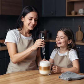 FoodVille MF02 Rechargeable Milk Frother Handheld Foam Maker with Stainless Whisk for Cappuccino, Latte, Bulletproof Coffee, Keto Diet, Protein Powder, Matcha