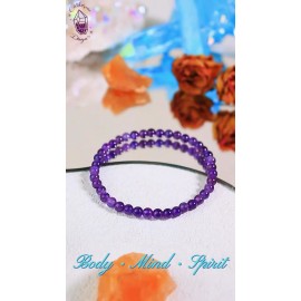 Unbranded Amethyst 4mm Round Beads Healing Protection Balance Women Stretchy Bracelet Gift