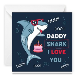 Papa Prints Happy Birthday Card (145 x 150 mm) Shark Love Daddy Birthday Cards Happy Birthday Daddy Daddy Birthday Card with Envelope