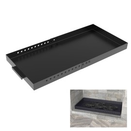Pearwow Rectangle Fireplace Tray Small Size,13" Front to Back Adjustable Ash Pan for Collecting Ash,Galvanized Steel with Powder Coated Ember Holder Fireplace Pan,Black
