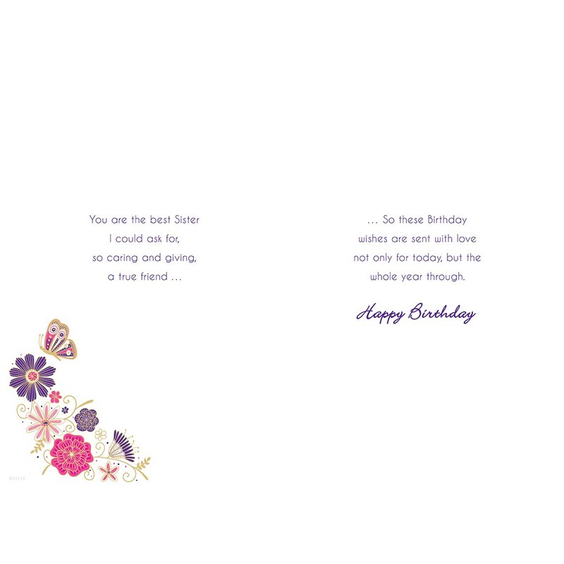 Traditional Birthday Card Sister - 9 x 6 inches -