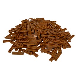 CMC imports 50 Clamping Blocks Wooden Tiles Building Blocks 1 x 4 Nubs with Wood Grain Compatible Printed Bricks (092 - Light Brown)