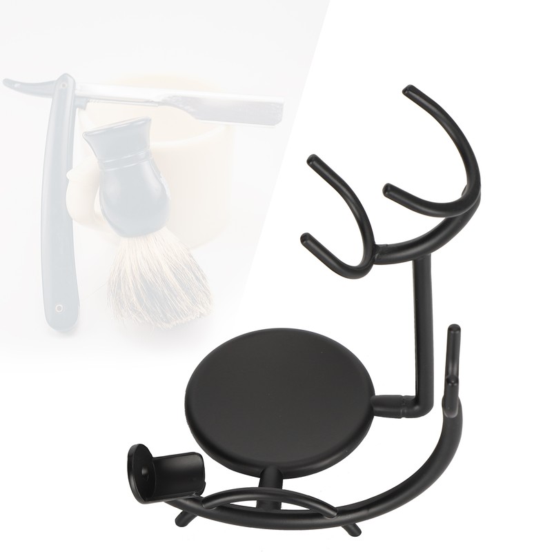 Curved Razor and Shaving Brush Stand Display Dry Brush Compatible
