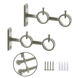 AddGrace - Juego de 2 soportes para barra de cortina doble de 1 pulgada para recámara, sala de estar (plata)