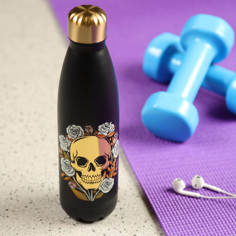 Puckator Skulls and Roses Stainless Steel Bottle