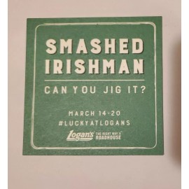 Logan's 2 Logan's Roadhouse Restaurant SMASHED IRISHMAN Beer Coasters St Patrick's Day