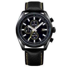 OCHSTIN Fashionable Leather Starp Watch Round Dial Display Quartz Wristwatch (Yellow Circle)