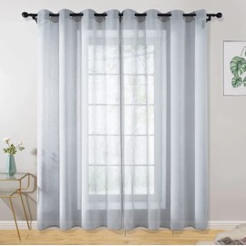 twoja pszczółka Curtain 145 x 250 cm, 2 pieces or 2 pieces, grey, transparent, ready-made curtain, voile curtains, transparent curtains with eyelets, living room, children's room, bedroom