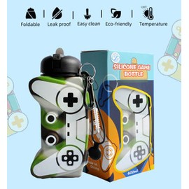 MADIOLA Botella Agua Plegable en forma de Palanca de Control de VideoJuegos Gamepad Joystick. Botella Agua para Niños Portable para Viajes o Escuela. Regalo de Navidad, Cumpleaños, Reyes