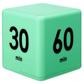 DQDEDIAN Cube Timer, Kids Timer with Gravity Sensor Flip 15 20 30 60 Mins Countdown Settings for ADHD, Time Management, Classroom, Productivity Workout, Kitchen, Cooking, Study (Green)