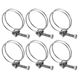 M METERXITY 6-Pack Double Wire Hose Clamp, 43-48mm 304 Stainless Steel Hose Clips Pipe Tube Clamps with M6 Bolt Adjustable for Dust Collection Hose/Pump/Rubber/PVC Pipe Connect [Silver]