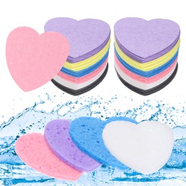 uxcell 120 Count Compressed Facial Sponges Heart-Shaped Face Cleansing Sponges Pads for Daily Skincare Routines at Home, Kitchen, Travel, Black