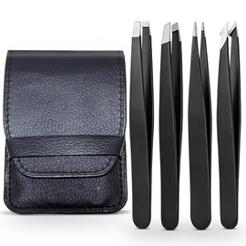 Happymots - Professionelle Gesichts-Haar-Pinzette | Präzisions-Edelstahl-Pinzette für Frauen und Männer | Eingewachsene Haare entfernen (4 Stück)