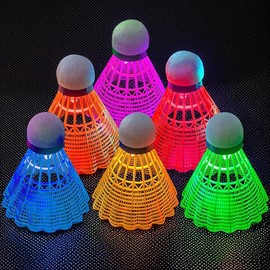 Umllpet Led Badminton Bälle, 6 Stück Led Nylon Sport Badminton, LED Licht Federballs, Leuchtende Federbälle, Leucht-Federball Federbälle Badminton Set Kinder für Indoor/Outdoor Sportaktivitäten