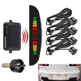 MASO Wireless Car Reverse Radar with 4 Sensor Kit, DC 12V Wireless Car Reverse Radar 0.3-2.0m/11.81-78.74in, Car Reverse Backup Parking Sensor with Sensitive Radar System