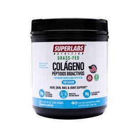 Superlabs Nutrition SKIN, HAIR & NAILS | Grass Fed Colageno Peptidos Bioactivos, colageno hidrolizado tipo I Y III 454g 22 Servicios