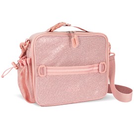 Bentgo Kids Lunch Bag - Double-Insulated, Reusable Lunch Bag for Kids 3+ with Adjustable Strap; Holds Lunch Box/Water Bottle/Snacks; Easy-Clean, Water-Resistant & Pockets (Glitter - Petal Pink)