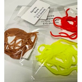 Squirmy Worm Fly Tying Material, 10 Strands per Pack, 4 Assorted Colours