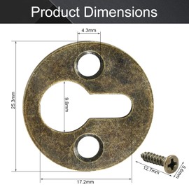 Rierdge 60 Pcs Round Keyhole Hangers with 120 Pcs Screws, Metal Bronze Keyhole Frame Hangers for Picture Frame Cabinet Mirror