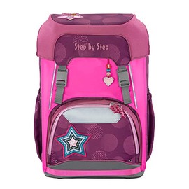 Step by Step Pull-Over for Tornister Giant, neon/pink, school bag cover with fluorescent signal colours and reflectors, for more visibility on the way to school, easy to attach, Neon-pink, Safety