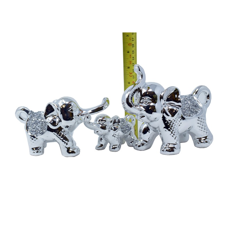 Amazing Gift Crystal Crown Set of 3 Crushed Diamond Elephant