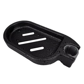 Clip-on Shower Rail Soap Holder, Compatible with 22mm Pole, ABS Dish for Shower, 360° Adjustable Chrome Tray for Kitchen Bathroom Sink (Black)